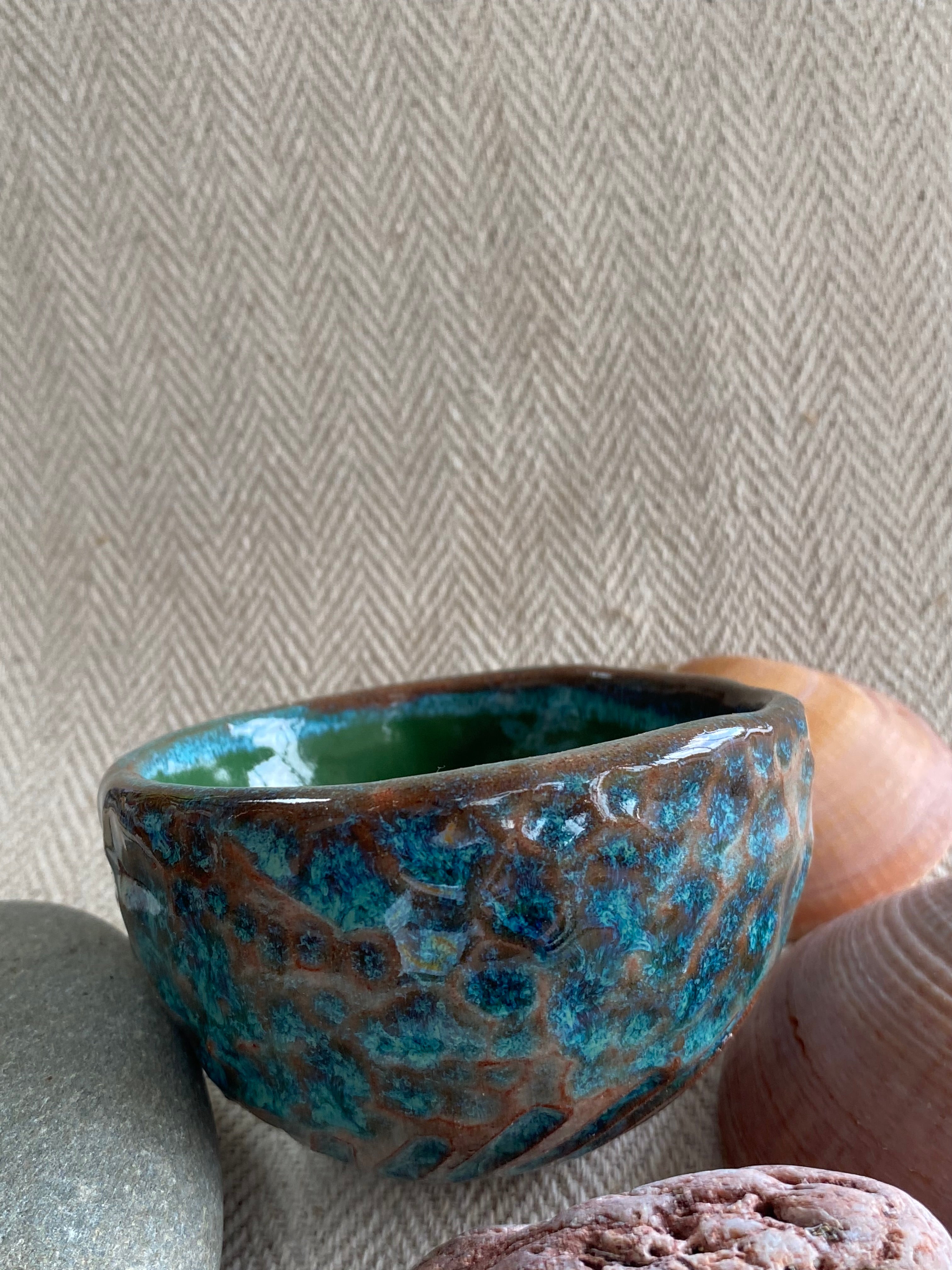 Small hand built textured bowl
